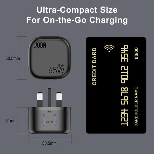 شاحن جداري JODA فولت بود بقوة 65 واط بمنفذين تايب...