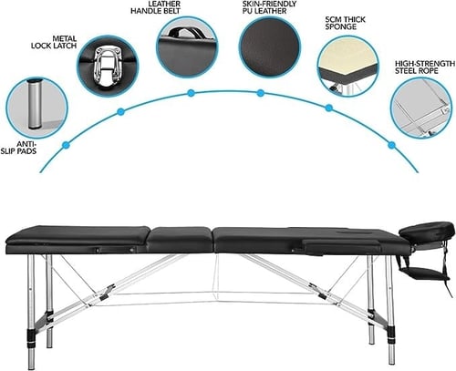 سرير مساج محمول من الالمنيوم خفيف الوزن