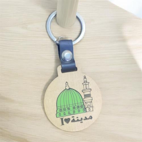 ميدالية - ميدالية خشبية دائرية بتصميم المدينة المن...