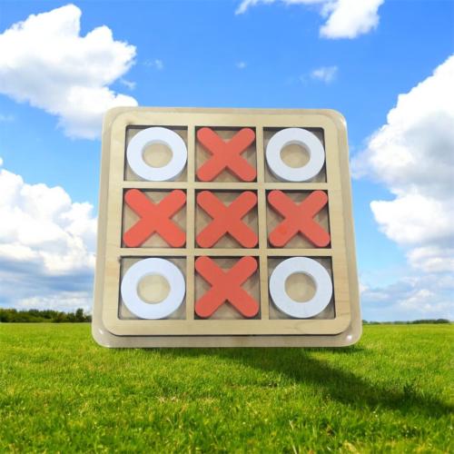 ألعاب - مجموعة لعبة XO Tic Tac Toe خشبية قطعة واحد...
