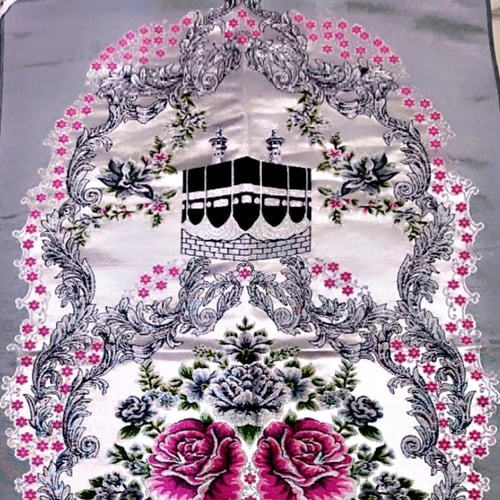 سجادة - سجادة صلاة بتصميم الكعبة المشرفة - رمادي