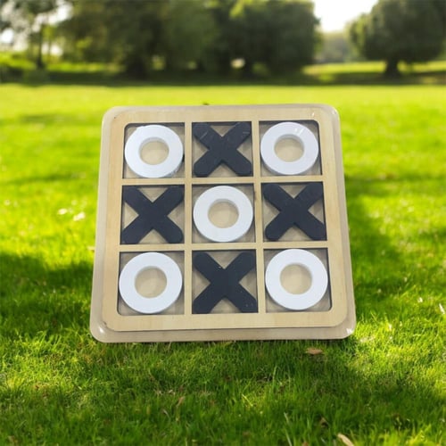 ألعاب - مجموعة لعبة XO Tic Tac Toe خشبية قطعة واحد...