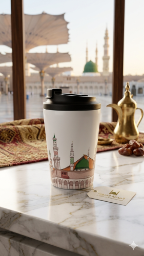 كوب القهوة الحراري بتصميم المدينة المنورة