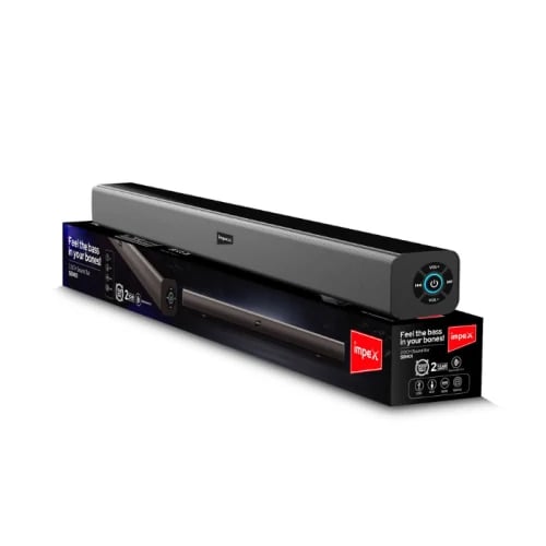 ساوند بار امبيكس 2.0 30 واط بلوتوث 5.0 HDMI USB Optical شاشة LED أسود — SB1401