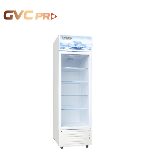 ثلاجة عرض جي في سي برو 13 قدم زجاج شفاف بإضاءة داخ...