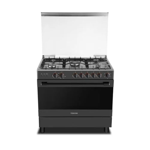 غاز توشيبا 90×60 رمادي 5 عيون ستيل – أمان كامل وأد...