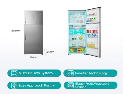 ثلاجة هايسنس بابين 19.9 قدم – سلفر مع تذويب تلقائي...