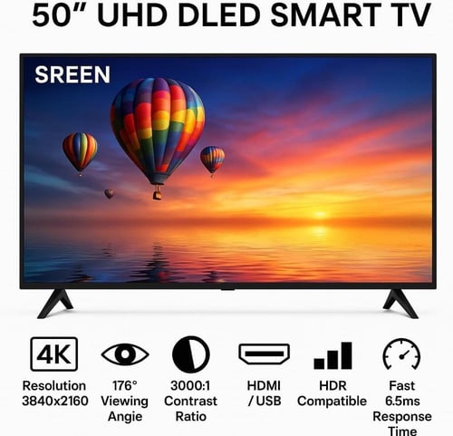 شاشة سرين 50 بوصة سمارت 4K WebOS — HDR & AirPlay م...