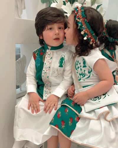 طقم فستان رمضاني اخضر مع الربطه والشمطه وسديري