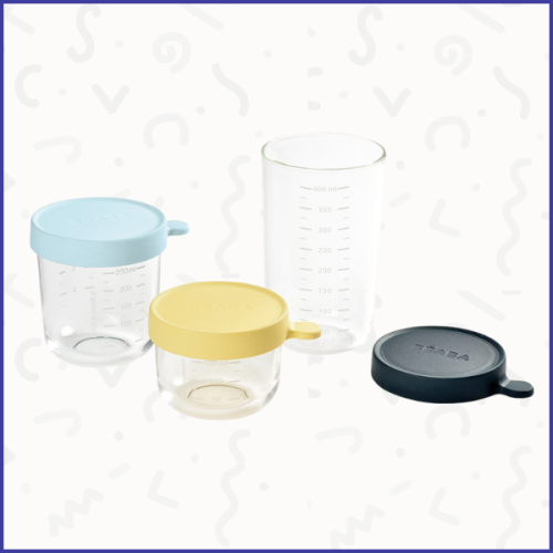 بيبا - حافظة طعام زجاجية 3 قطع بأحجام مختلفة