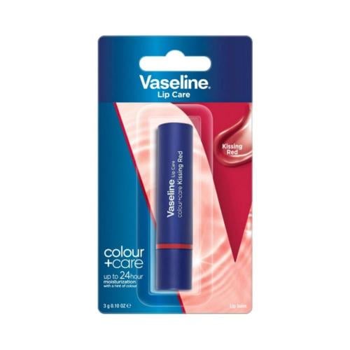Lip care Vaseline moisturizer with a touch of red...