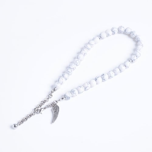 أسورة + سبحة فيروز أبيض شكل جناح