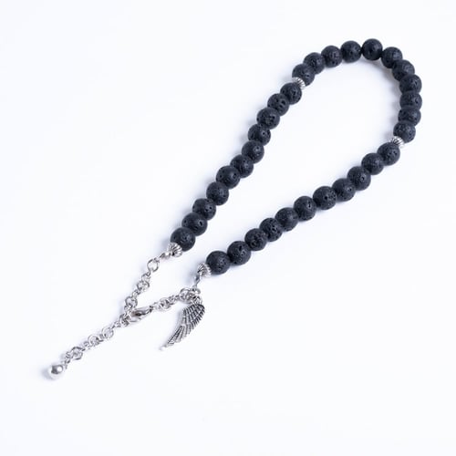 أسورة + سبحة حجر بركاني شكل جناح