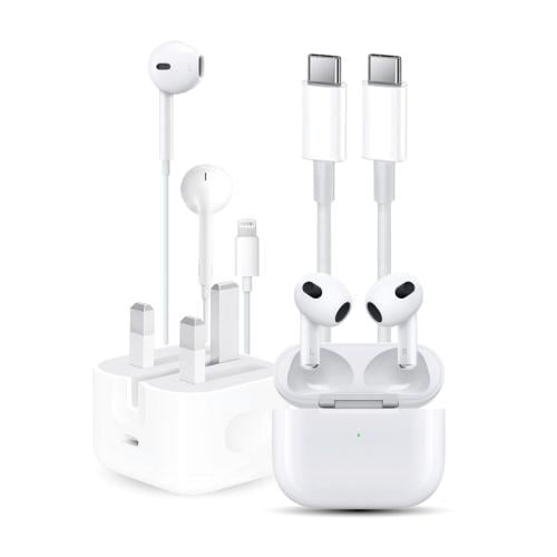 سلك شاحن+ رأس شاحن+ سماعة سلك + سماعة برو