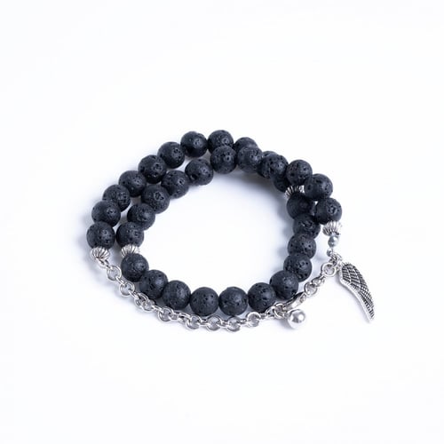 أسورة + سبحة حجر بركاني شكل جناح