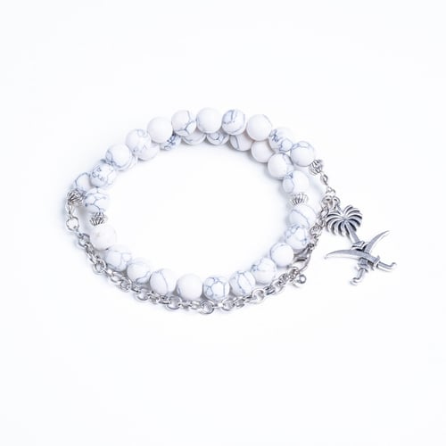 أسورة + سبحة فيروز أبيض شكل سيفين ونخلة