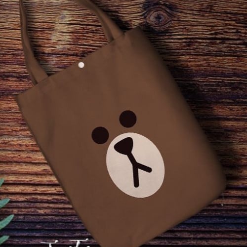 كيس قماشي براون (صورة مختلفة من الامام و الخلف)