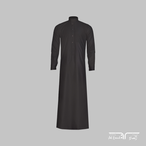 ثوب فخم رسمي رجالي أسود رقبة سادة بكبك من ملبوسات...