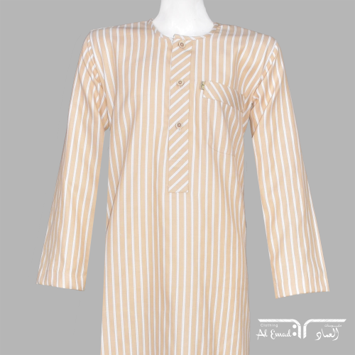 ثوب نوم ولادي كم طويل مقلم من ملبوسات العماد