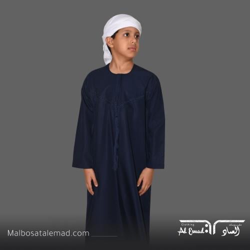 ثوب شبابي كحلي إماراتي بتصميم أصلي