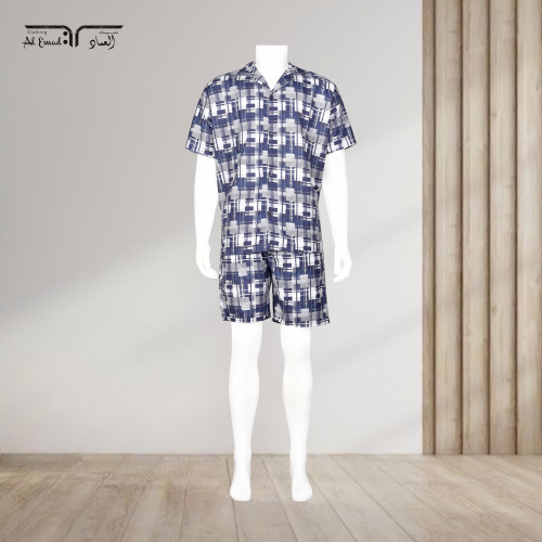 بجامة رجالية مريحة بنقشة هندسية عصرية