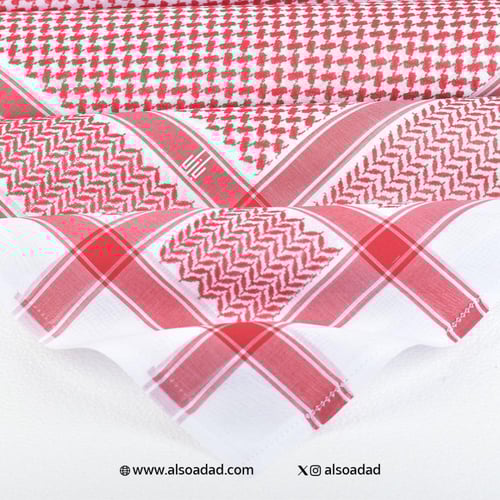 شماغ قطن رجالي أحمر وأبيض أنيق بازل 73