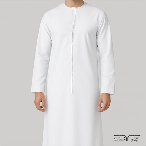 ثوب إماراتي أصلي بتصميم أنيق وكلاسيكي أبيض