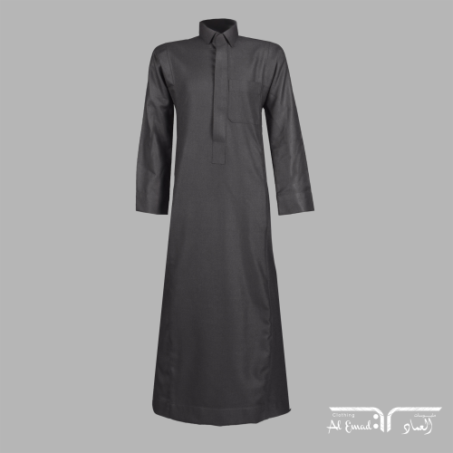 ثوب شتوي ولادي أسود رقبة قلاب سادة من ملبوسات العم...