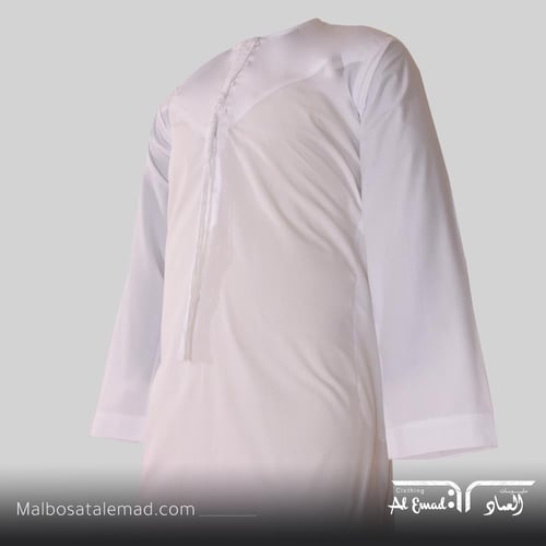 ثوب إماراتي أصلي بتصميم أنيق وكلاسيكي أبيض