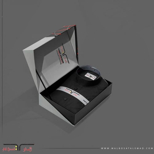 ثوب فخم رسمي رجالي أسود رقبة سادة بكبك من ملبوسات...