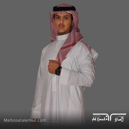 ثوب العماد رسمي سكري زرار رقبة ساده كم سادة من ملب...