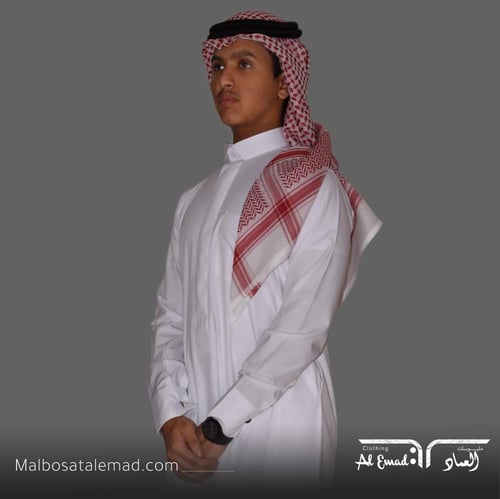 ثوب العماد الرسمي أبيض رقبة قلاب بكبك من ملبوسات ا...