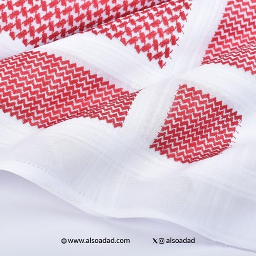 شماغ قطن رجالي أحمر وأبيض أنيق بازل 73