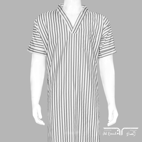 ثوب نوم رجالي نص كم مقلم من ملبوسات العماد