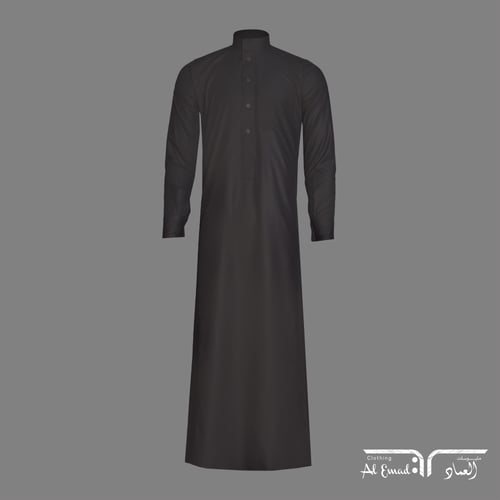 ثوب فخم رسمي رجالي أسود رقبة سادة بكبك من ملبوسات...