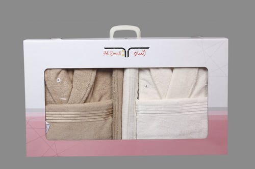 طقم روب حمام قطن مصري فاخر من العماد