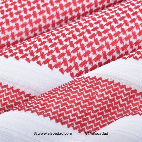 شماغ قطن رجالي أحمر وأبيض أنيق بازل 73