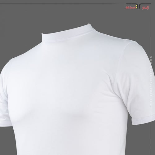 فنيلة قطن بيضاء رجالية ذات رقبة عالية