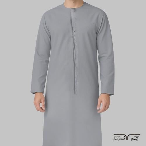 ثوب إماراتي أصلي بتصميم أنيق وكلاسيكي رصاصي