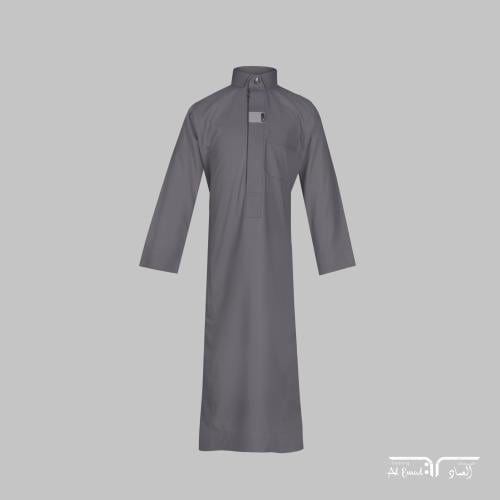 ثوب ولادي رمادي رقبة قلاب سادة من ملبوسات العماد
