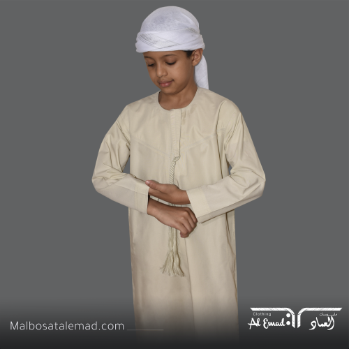 ثوب شبابي اماراتي بيج أنيق