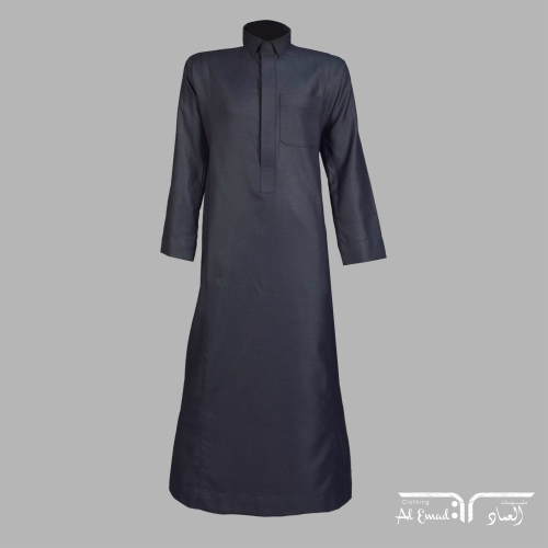 ثوب شتوي ولادي كحلي رقبة قلاب سادة من ملبوسات العم...