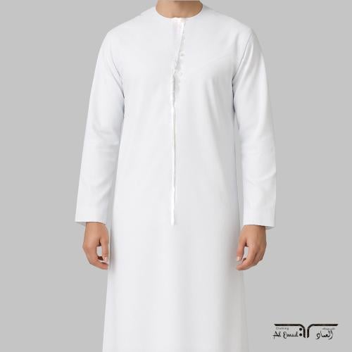 ثوب إماراتي أصلي بتصميم أنيق وكلاسيكي أبيض