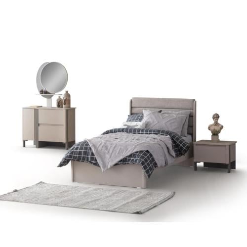 سرير + كمدينة + تسريحة مفرد (مجموعة كومفورت)