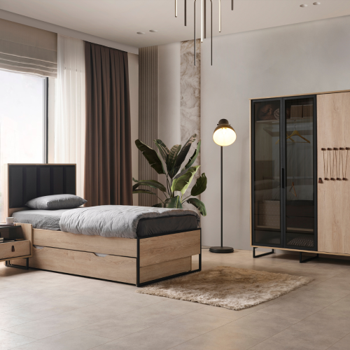 طقم غرفة نوم مفرد (مجموعة نيوم)