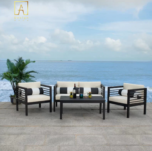 جلسات خارجية خشب تايلندي لون اسو د لون القماش اوفا...