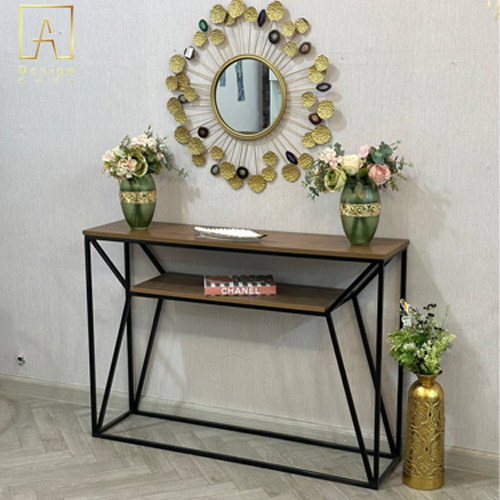 طاولة مدخل خشب لون خشبي حديد اسود - طاولة مدخل خشب...