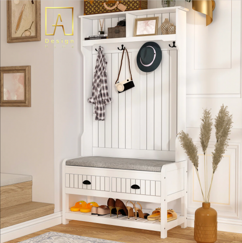 علاقة ملابس لون ابيض مع سطح اسفنج ملبس قماش لون رم...