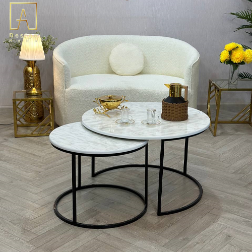 طقم طاولتين اسود ضيافة خشب