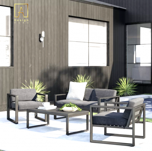 جلسة حديد لون اسو د لون القماش رمادي غامق مقاوم لل...